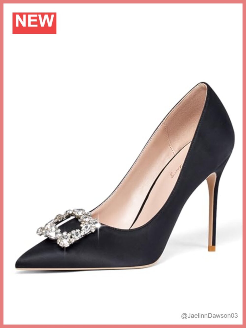 Women's Rhinestone Stiletto Heels Satin Pumps Pointed Toe Party Shoes